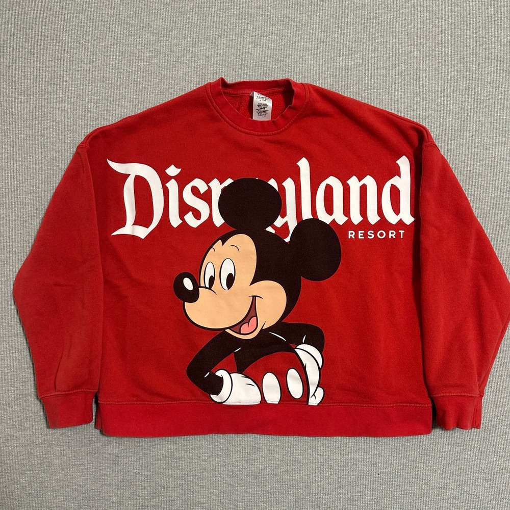 Disney Mickey Mouse Disneyland Resort Red Graphic Pullover Sweatshirt Womens M